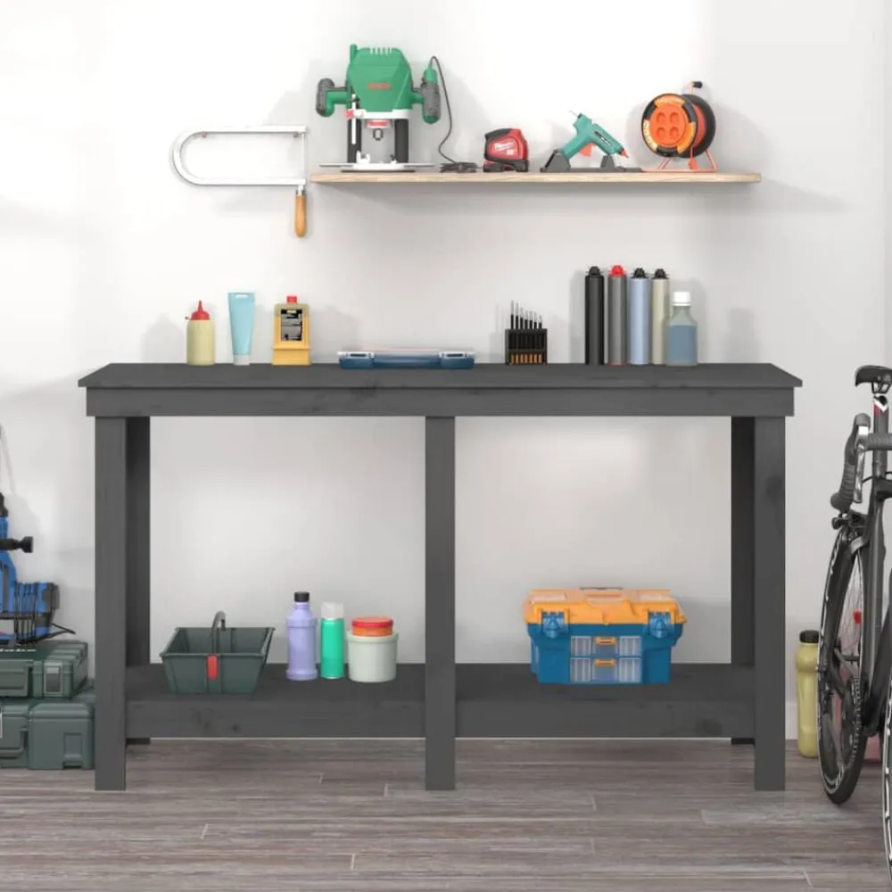 Accessoires De Quincaillerie-vidaXL Banc de travail 140x50x80 cm Bois de pin massif Gris