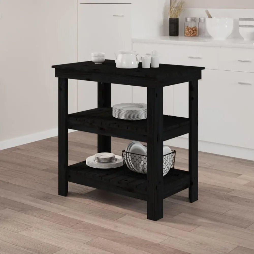 Accessoires De Quincaillerie-vidaXL Banc de travail 78,5x50x80 cm Bois de pin massif Noir