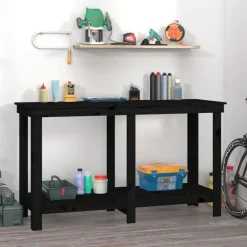 Accessoires De Quincaillerie-vidaXL Banc de travail 140x50x80 cm Bois de pin massif Noir