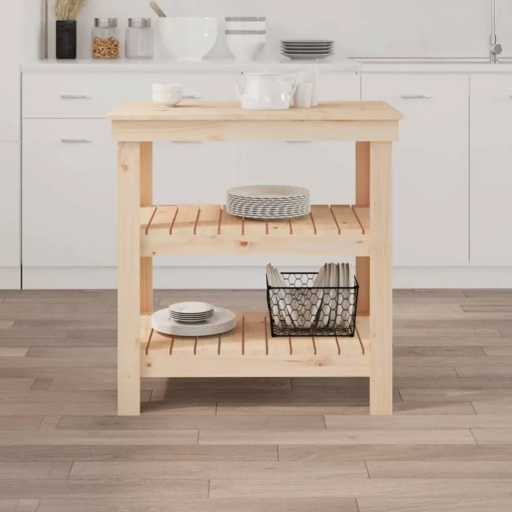 Accessoires De Quincaillerie-vidaXL Banc de travail 78,5x50x80 cm Bois de pin massif Naturel