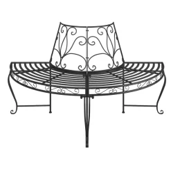 Mobilier De Jardin-vidaXL Banc demi-circulaire tour d'arbre Ø160 cm Noir Acier
