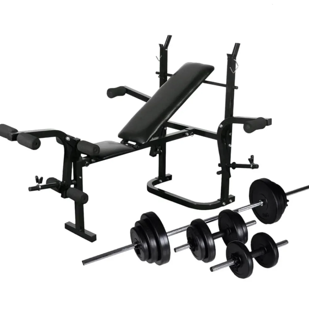 Entraînement & Fitness-vidaXL Banc d'entraînement avec support de poids jeu d'haltères 30,5kg