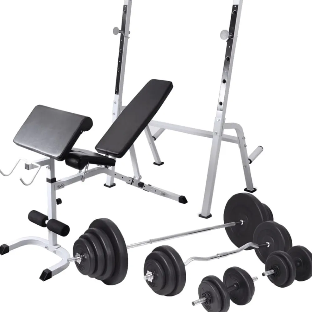 vidaXL Banc d'entraînement avec support de poids jeu d'haltères 120 kg