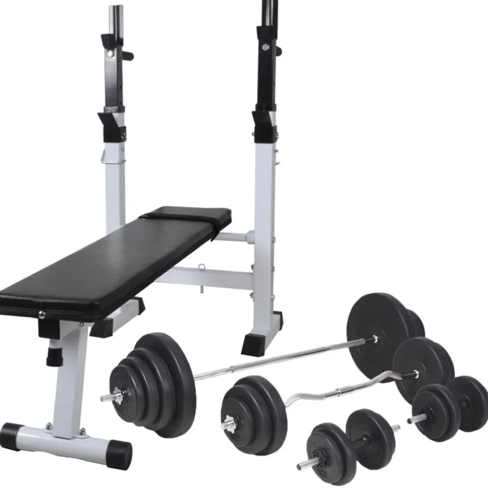 vidaXL Banc d'entraînement avec support de poids jeu d'haltères 120 kg