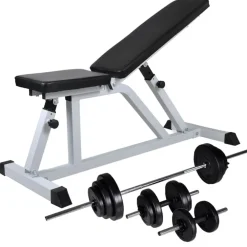vidaXL Banc d'entraînement avec jeu d'haltères 30,5 kg