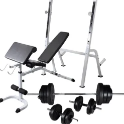 vidaXL Banc d'entraînement et support de poids jeu d'haltères 60,5 kg