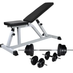 vidaXL Banc d'entraînement avec jeu d'haltères 60,5 kg