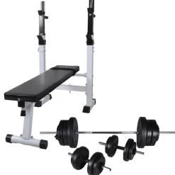 Entraînement & Fitness-vidaXL Banc d'entraînement et support de poids jeu d'haltères 60,5 kg