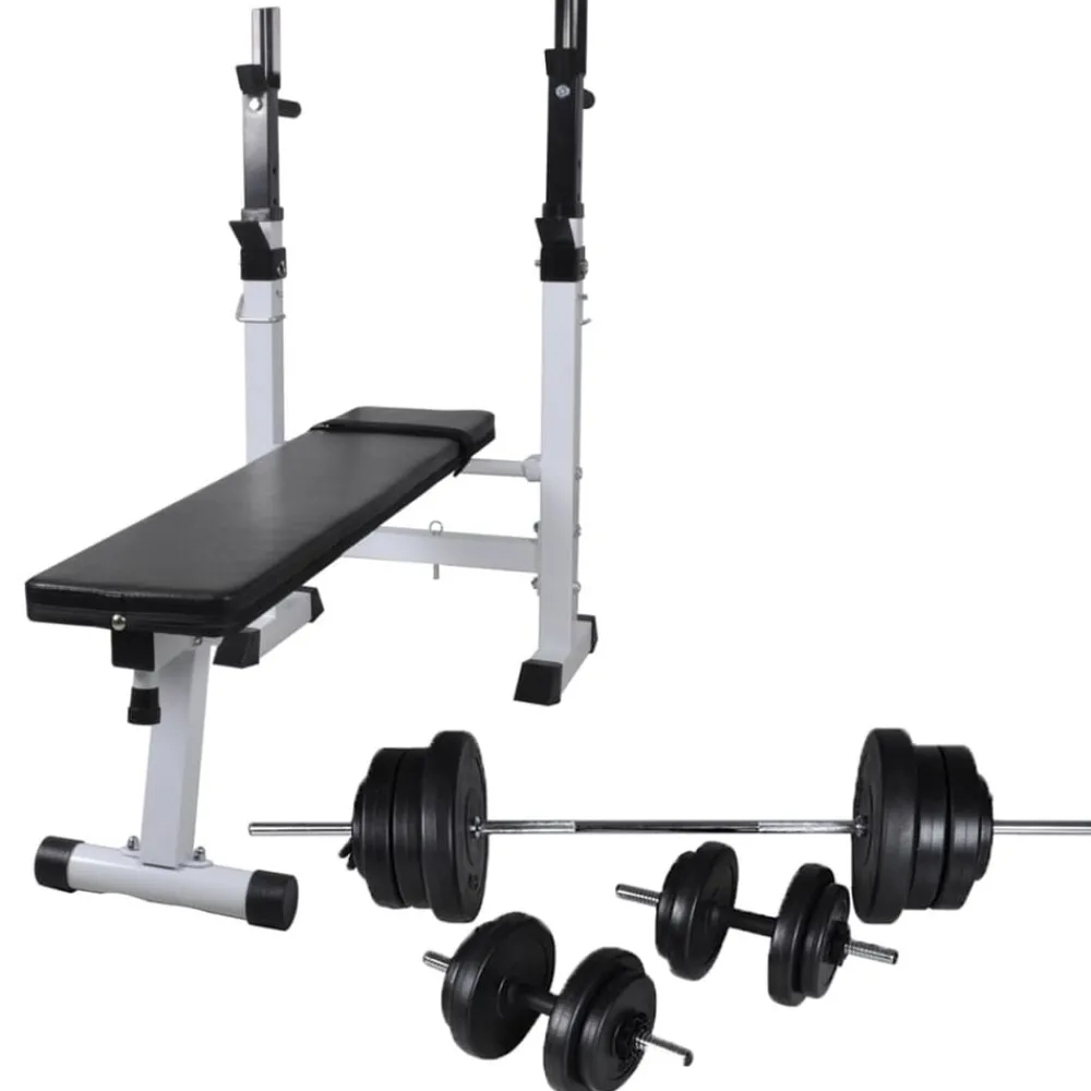 Entraînement & Fitness-vidaXL Banc d'entraînement et support de poids jeu d'haltères 60,5 kg