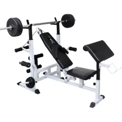 vidaXL Banc d'entraînement avec support de poids jeu d'haltères 120 kg