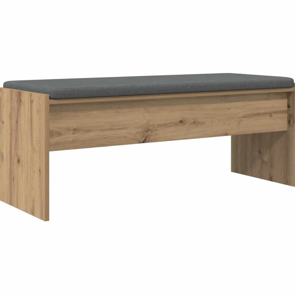 Bancs-vidaXL Banc d'entrée avec coussin Chêne artisanal 103 x 38 x 40 cm chêne artisanal