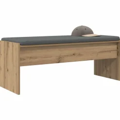 Bancs-vidaXL Banc d'entrée avec coussin Chêne artisanal 103 x 38 x 40 cm chêne artisanal