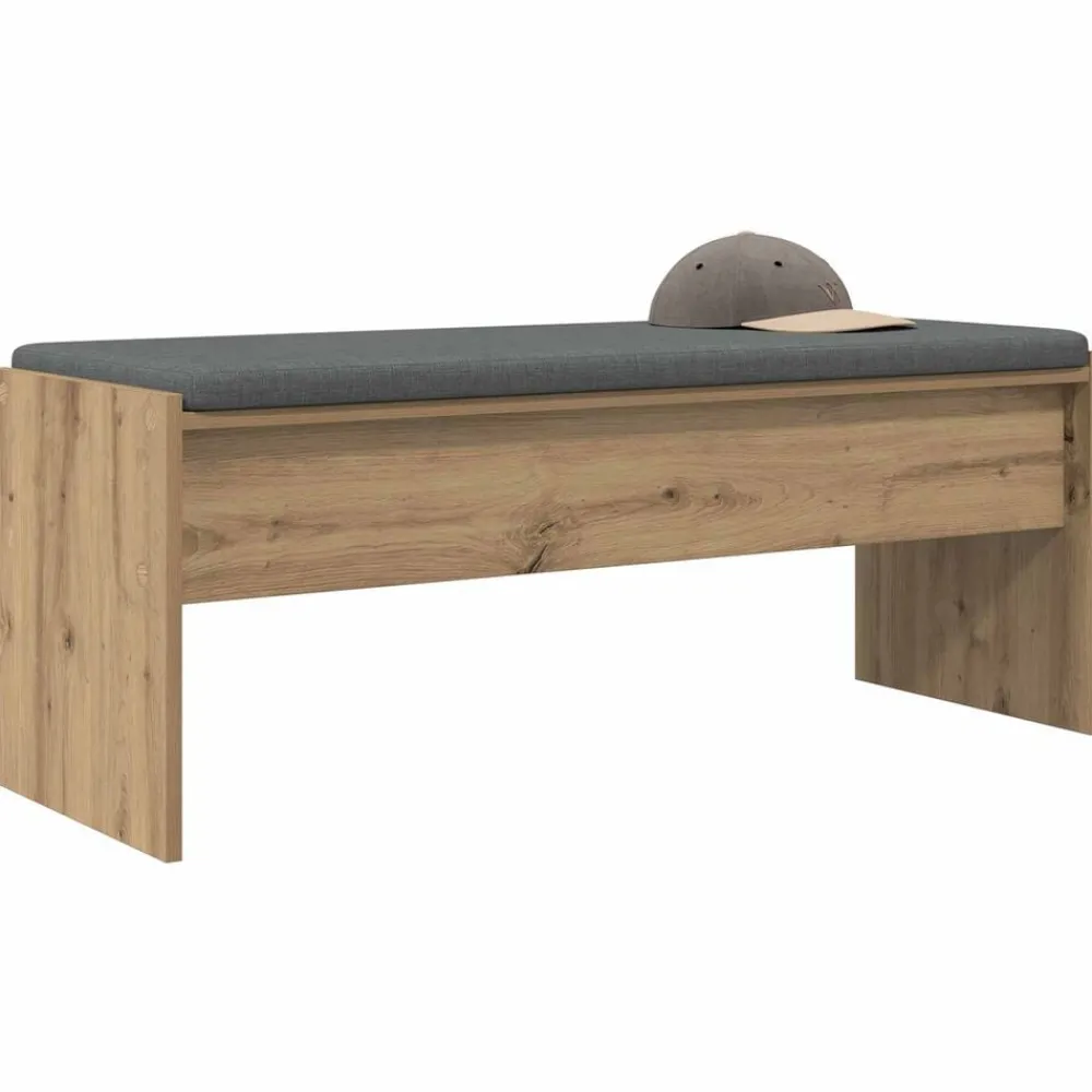 Bancs-vidaXL Banc d'entrée avec coussin Chêne artisanal 103 x 38 x 40 cm chêne artisanal