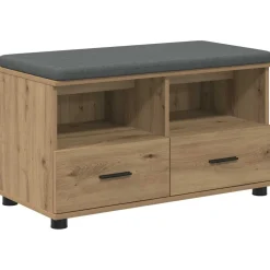Bancs-vidaXL Banc d'entrée avec coussin Chêne Artisanal 80 x 38 x 46 cm ch&ecirc;ne artisanal