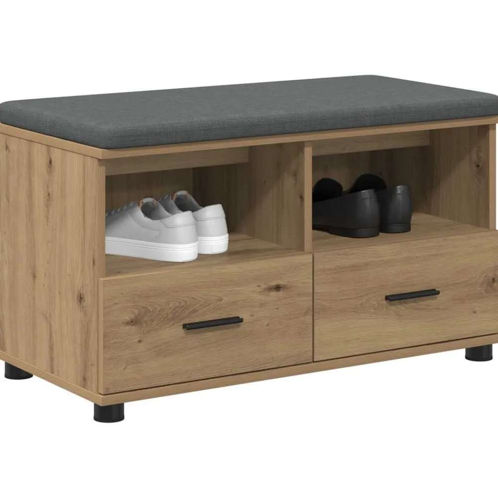 Bancs-vidaXL Banc d'entrée avec coussin Chêne Artisanal 80 x 38 x 46 cm chêne artisanal