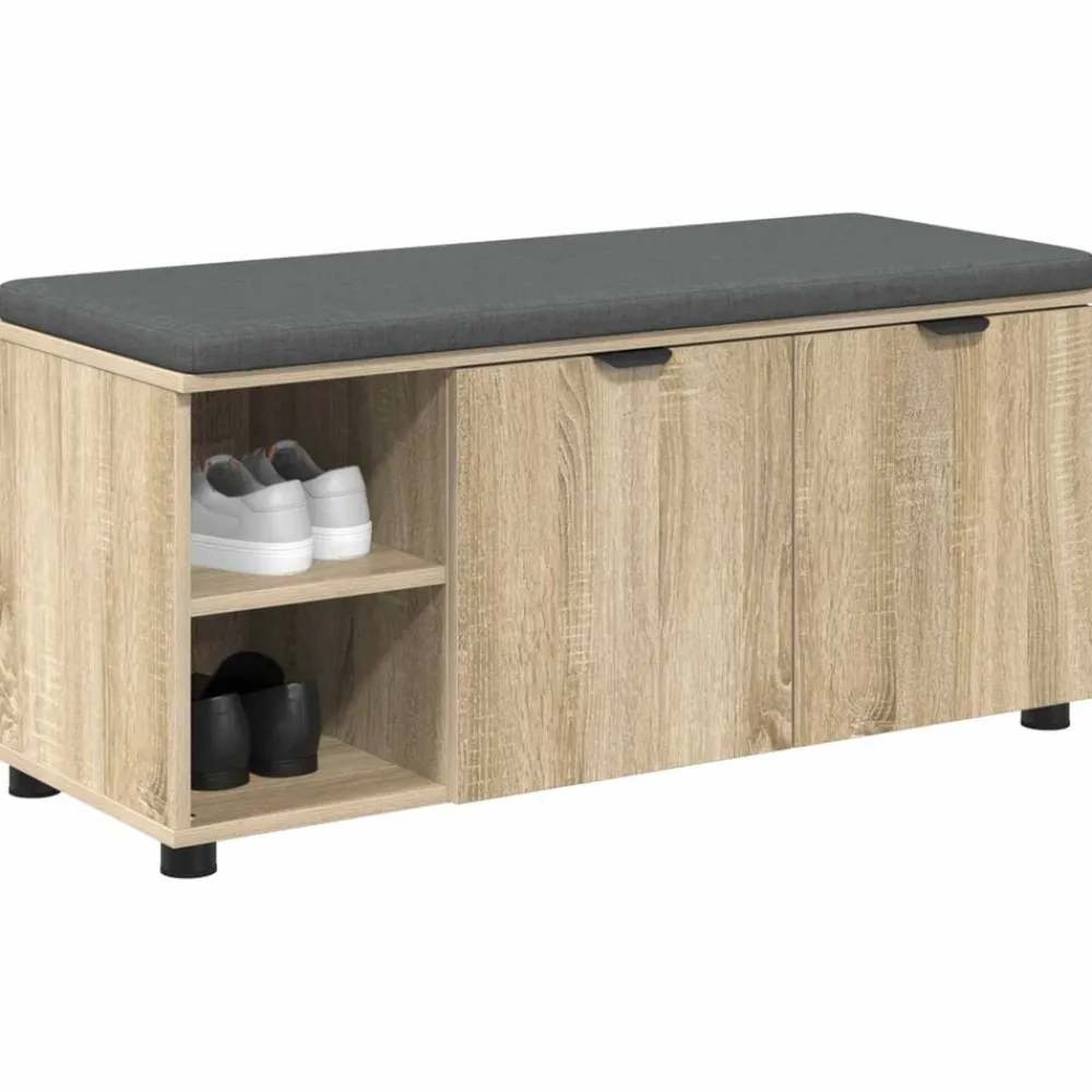 Bancs-vidaXL Banc d'entrée avec coussin Chêne Sonoma 100 x 38 x 46 cm Chêne sonoma