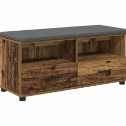 Bancs-vidaXL Banc d'entrée avec coussin 100 x 38 x 46 cm Bois ancien