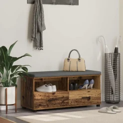 Bancs-vidaXL Banc d'entrée avec coussin 100 x 38 x 46 cm Bois ancien