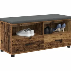 Bancs-vidaXL Banc d'entrée avec coussin 100 x 38 x 46 cm Bois ancien