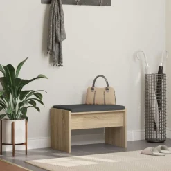 vidaXL Banc d'entrée avec coussin Chêne Sonoma 63 x 38 x 40 cm
