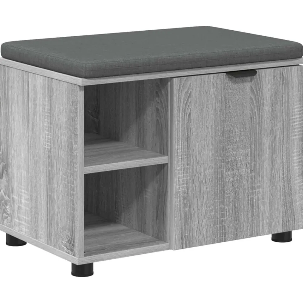 vidaXL Banc d'entrée avec coussin Gris Sonoma 60 x 38 x 46 cm