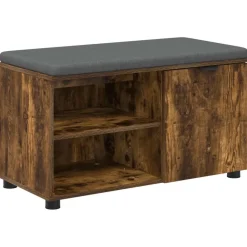 Bancs-vidaXL Banc d'entrée avec coussin Chêne Fumé 80 x 38 x 46 cm Chêne fumé