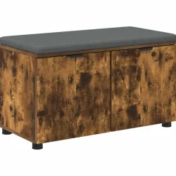 Bancs-vidaXL Banc d'entrée avec coussin Chêne Fumé 80 x 38 x 46 cm Ch&ecirc;ne fumé