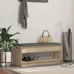 Bancs-vidaXL Banc d'entrée avec coussin Chêne Sonoma 103 x 38 x 45 cm Ch&ecirc;ne sonoma