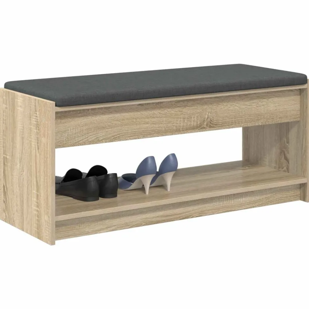 Bancs-vidaXL Banc d'entrée avec coussin Chêne Sonoma 103 x 38 x 45 cm Chêne sonoma