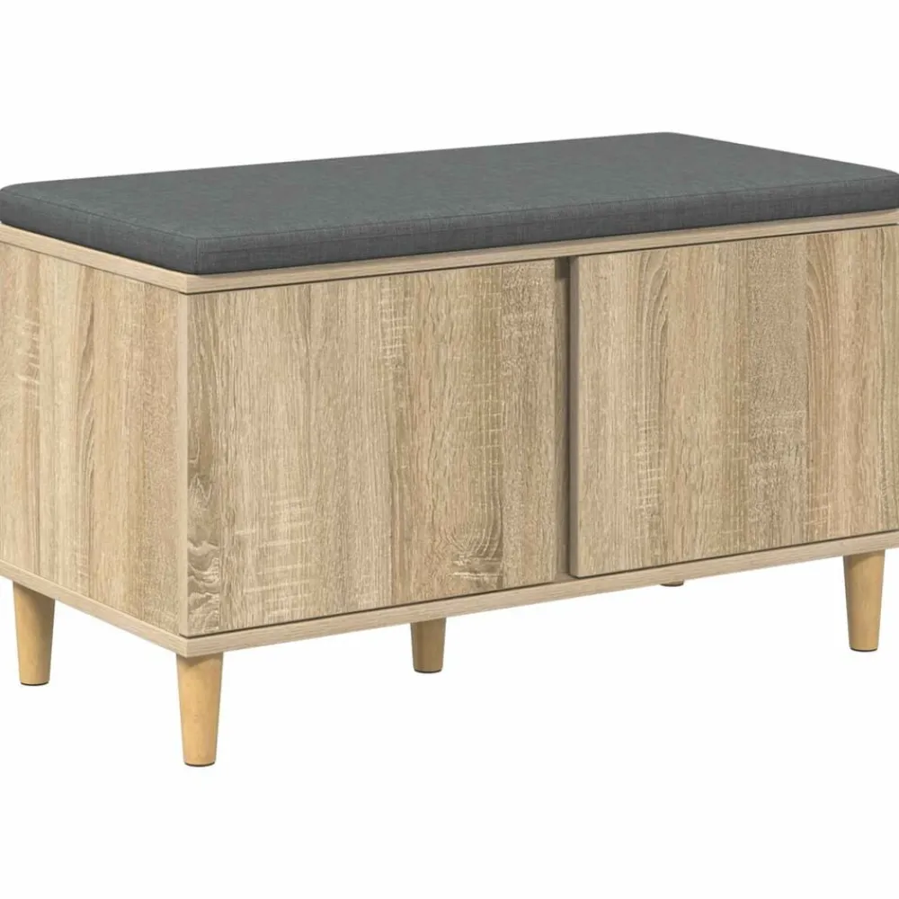 Bancs-vidaXL Banc d'entrée avec coussin Chêne Sonoma 80 x 38 x 46 cm Chêne sonoma