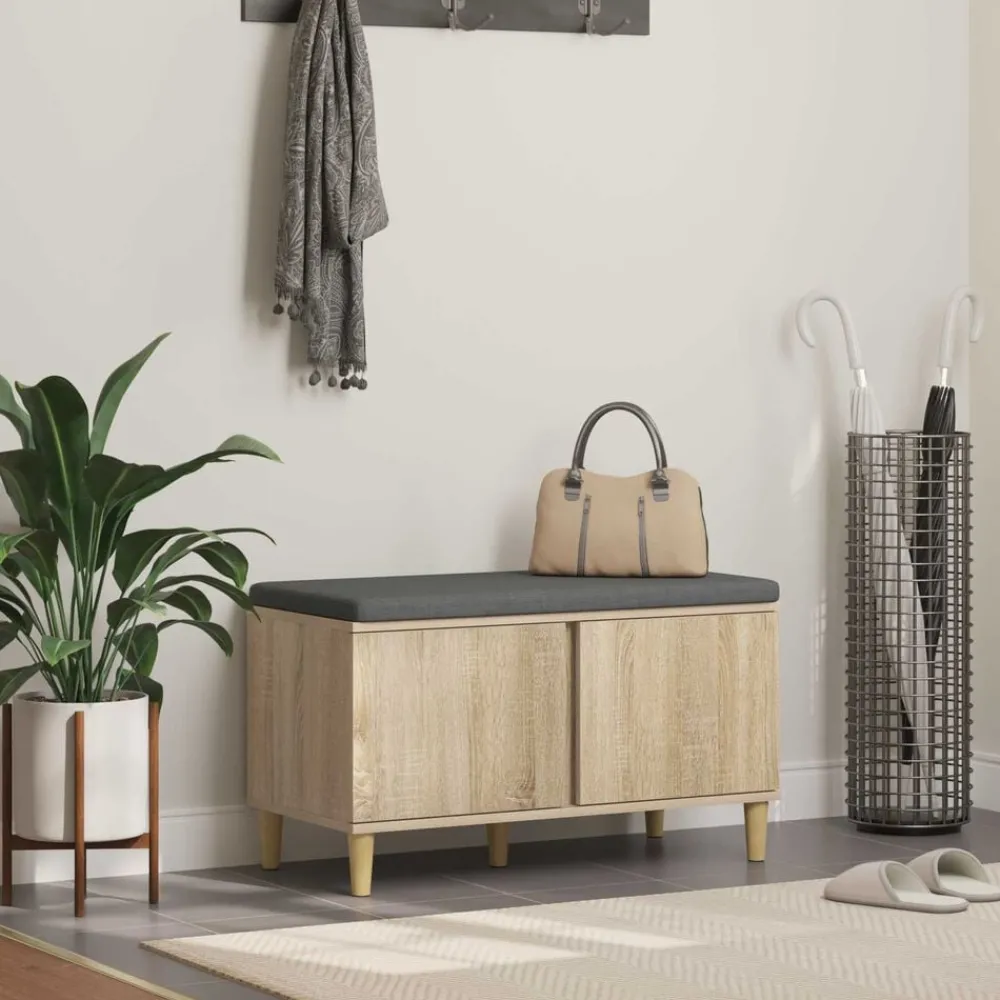Bancs-vidaXL Banc d'entrée avec coussin Chêne Sonoma 80 x 38 x 46 cm Chêne sonoma