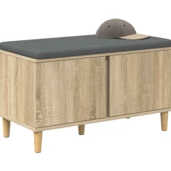 Bancs-vidaXL Banc d'entrée avec coussin Chêne Sonoma 80 x 38 x 46 cm Chêne sonoma