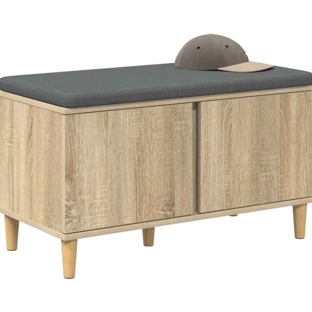 Bancs-vidaXL Banc d'entrée avec coussin Chêne Sonoma 80 x 38 x 46 cm Chêne sonoma