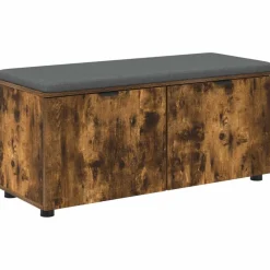 Bancs-vidaXL Banc d'entrée avec coussin Chêne Fumé 100 x 38 x 46 cm Chêne fumé