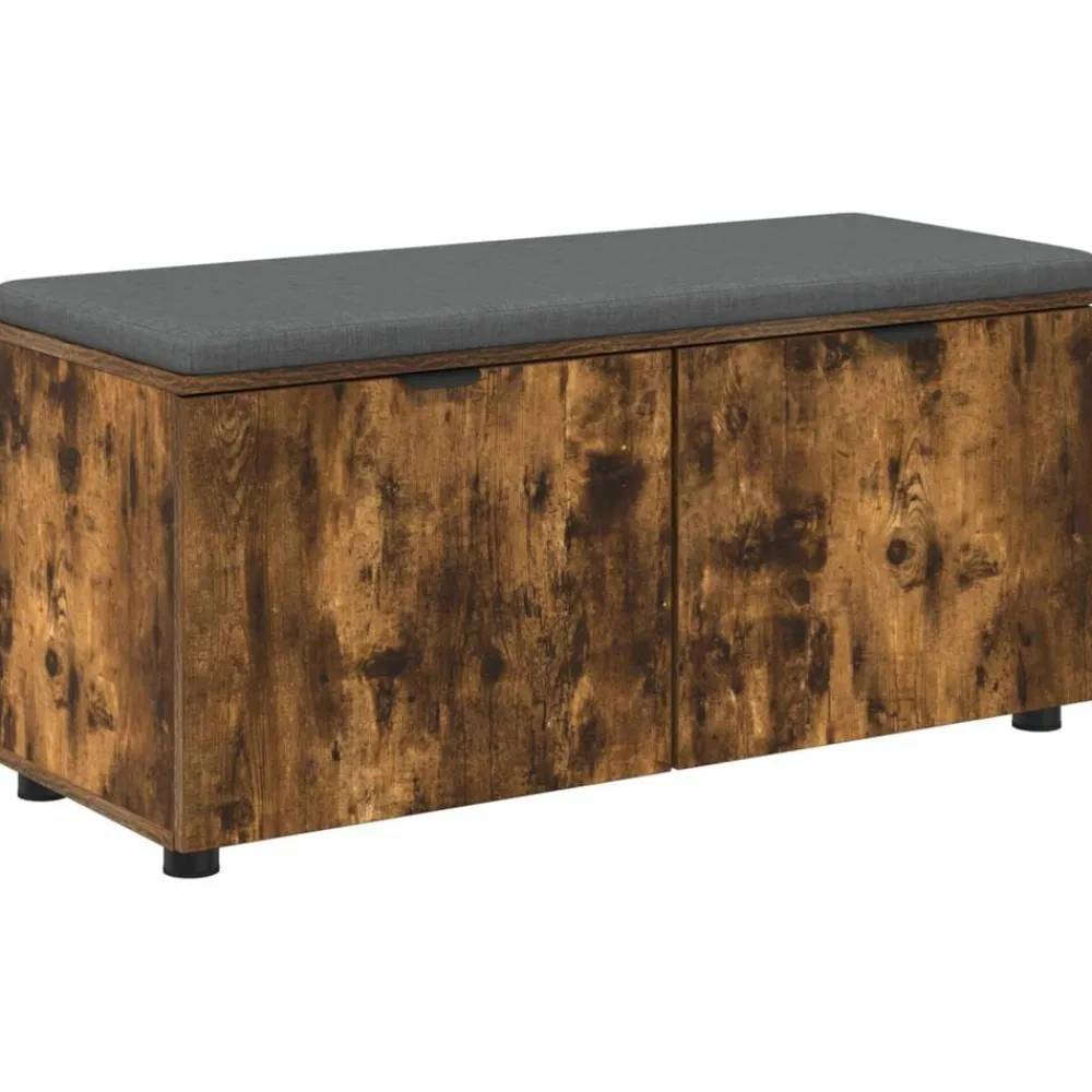 Bancs-vidaXL Banc d'entrée avec coussin Chêne Fumé 100 x 38 x 46 cm Chêne fumé