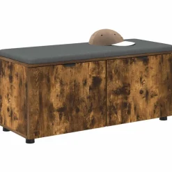 Bancs-vidaXL Banc d'entrée avec coussin Chêne Fumé 100 x 38 x 46 cm Chêne fumé