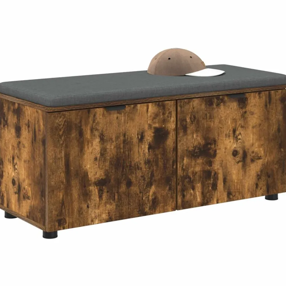 Bancs-vidaXL Banc d'entrée avec coussin Chêne Fumé 100 x 38 x 46 cm Chêne fumé