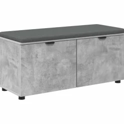 Bancs-vidaXL Banc d'entrée avec coussin 100 x 38 x 46 cm Gris béton