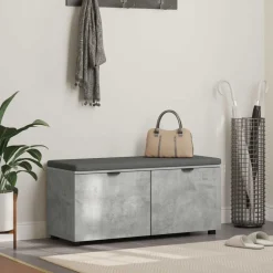 Bancs-vidaXL Banc d'entrée avec coussin 100 x 38 x 46 cm Gris béton