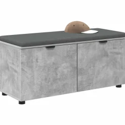 Bancs-vidaXL Banc d'entrée avec coussin 100 x 38 x 46 cm Gris béton