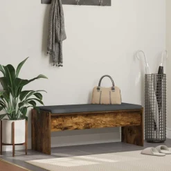 vidaXL Banc d'entrée avec coussin Chêne fumé 103 x 38 x 40 cm