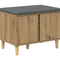 Bancs-vidaXL Banc d'entrée avec coussin Chêne Artisanal 60 x 38 x 46 cm ch&ecirc;ne artisanal