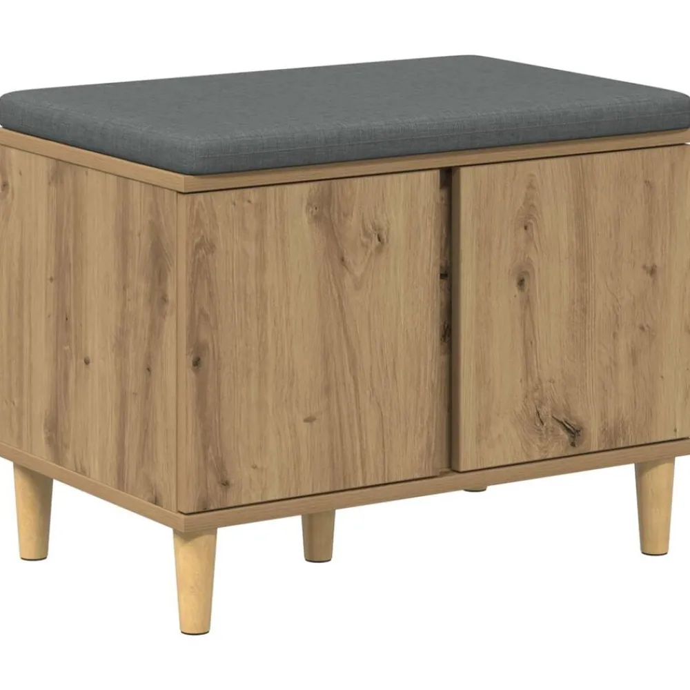 Bancs-vidaXL Banc d'entrée avec coussin Chêne Artisanal 60 x 38 x 46 cm chêne artisanal
