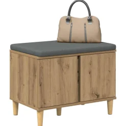 Bancs-vidaXL Banc d'entrée avec coussin Chêne Artisanal 60 x 38 x 46 cm chêne artisanal