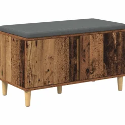 Bancs-vidaXL Banc d'entrée avec coussin 80 x 38 x 46 cm Bois ancien