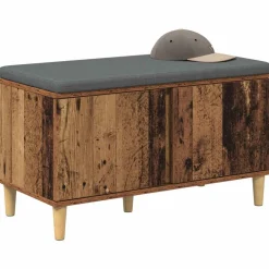 Bancs-vidaXL Banc d'entrée avec coussin 80 x 38 x 46 cm Bois ancien