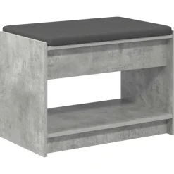 Bancs-vidaXL Banc d'entrée avec coussin Gris Béton 63 x 38 x 45 cm