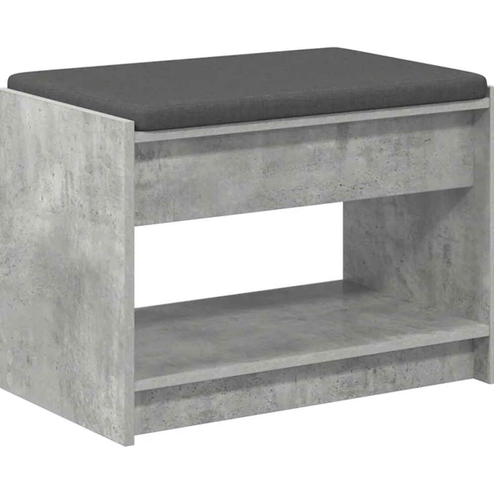 Bancs-vidaXL Banc d'entrée avec coussin Gris Béton 63 x 38 x 45 cm