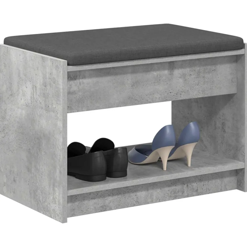 Bancs-vidaXL Banc d'entrée avec coussin Gris Béton 63 x 38 x 45 cm