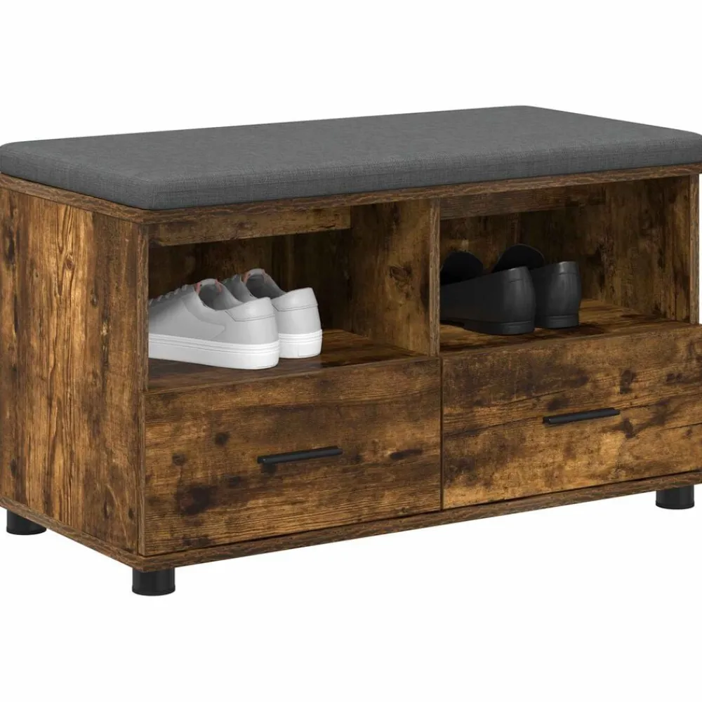 vidaXL Banc d'entrée avec coussin Chêne Fumé 80 x 38 x 46 cm